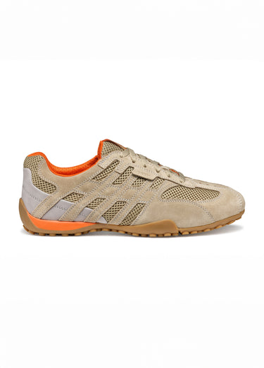 Baskets sportwear multimatières à lacets Sable