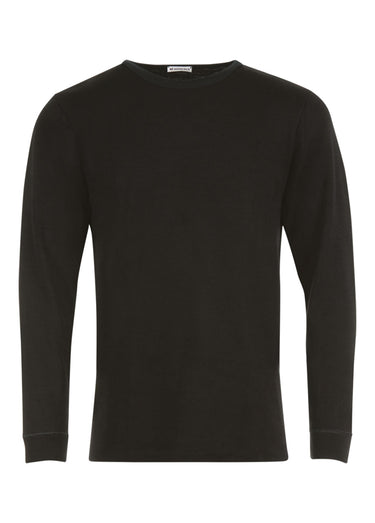T-shirt thermique chaud avec laine, col rond Noir