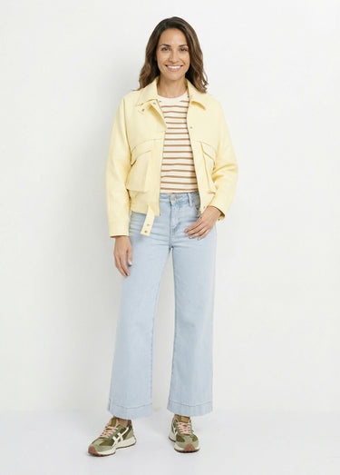 Blouson simili cuir, taille élastiquée Jaune Clair