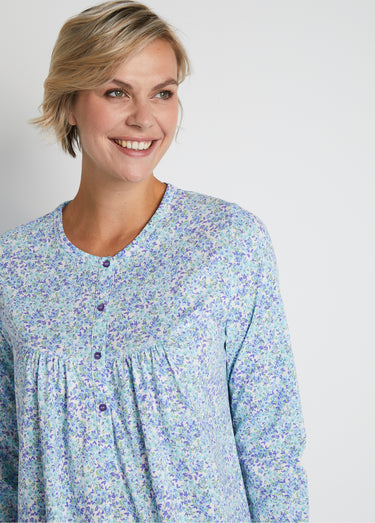 Chemise de nuit longue imprimée coton Imprime Bleu Indigo