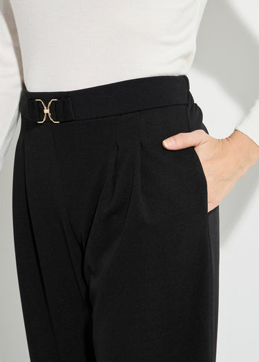 Pantalon large maille détail chic métal Noir