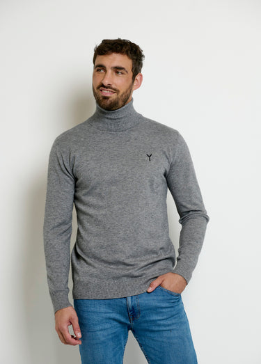 Pull col roulé chiné fine jauge Gris
