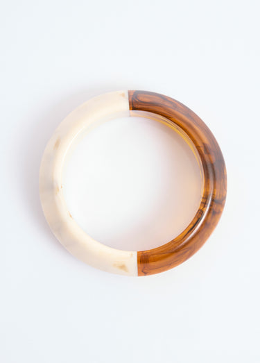 Bracelet jonc en résine bicolore Beige/Marron