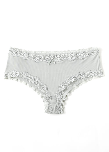 Shorties microfibre avec bords dentelle Rose Poudre/Vert