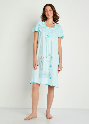 Chemise de nuit coton dentelle Aqua
