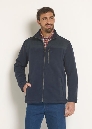 Veste polaire zippée empiècement épaules Marine