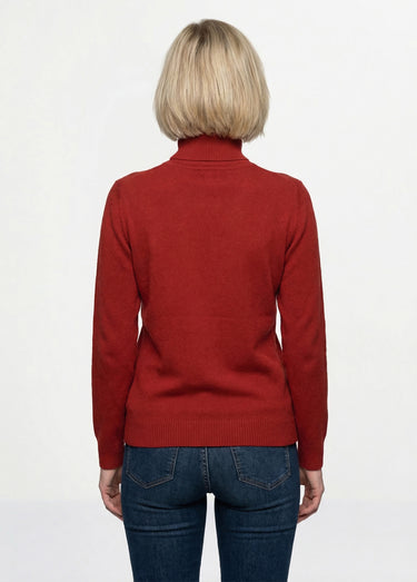 Pull doux col roulé manches longues Rouge