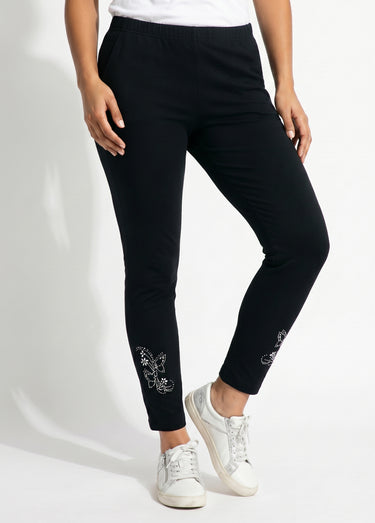 Legging court uni ceinture élastiquée Noir