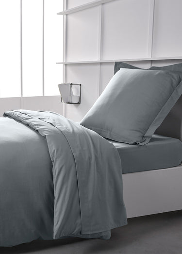 Drap plat coton uni Acier