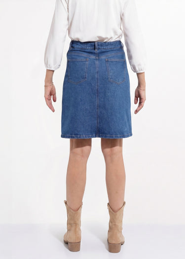 Jupe droite courte en jean 4 poches Bleu Stone