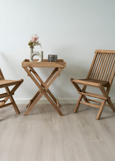 Table basse teck avec plateau amovible Naturel