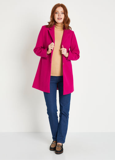 Manteau col tailleur aspect lainage Rose