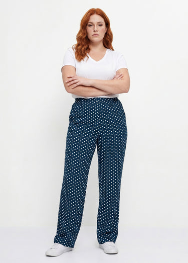 Pantalon imprimé taille élastiquée Pois