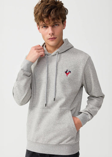 Sweat shirt kangourou à capuche, brodé Gris