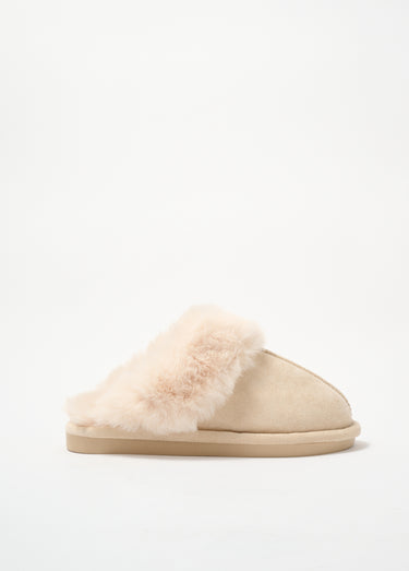 Chaussons mules avec fourrure synthétique Beige