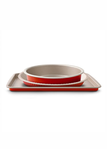 Set 3 pièces alu Moule à manqué + Moule à tarte + Plaque Champagne / Terracotta