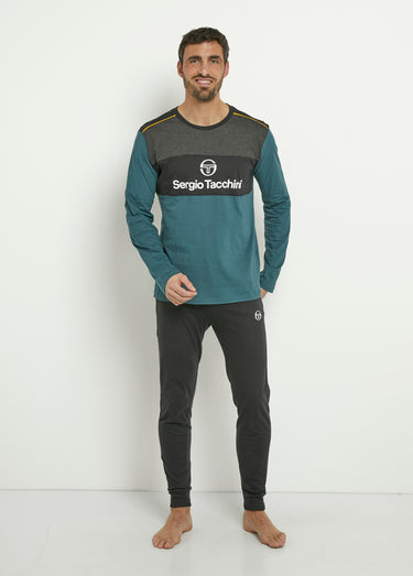 Pyjama manches longues rayures Vert