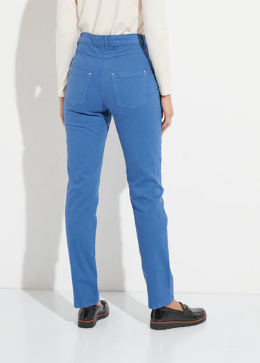 Pantalon droit 5 poches coton stretch Bleu