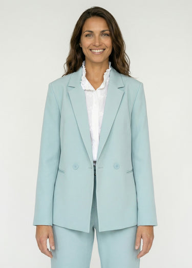 Veste tailleur unie fluide double boutonnage Opaline