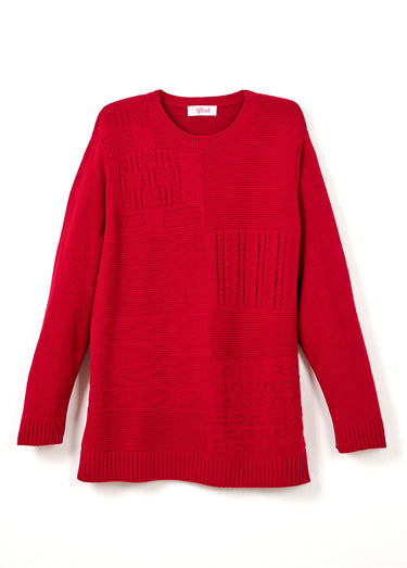 Pull-tunique col rond manches longues Groseille