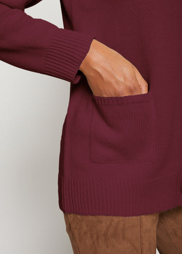 Gilet boutonné maille épaisse Prune