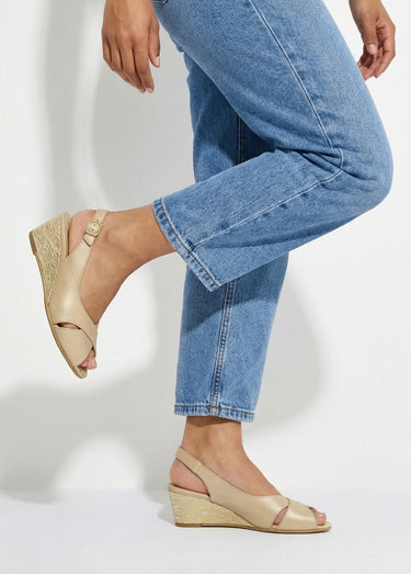 Sandales bout ouvert largeur confort cuir Beige Dore