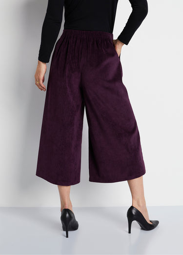 Jupe-culotte longue velours milleraies Prune