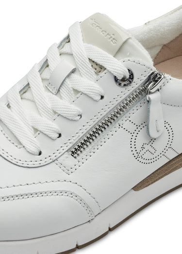 Baskets lacets et zip avec logo perforé Blanc