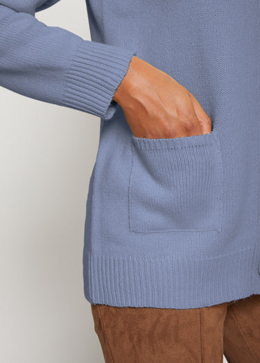 Gilet boutonné maille épaisse Bleu