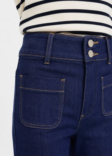 Jean flare taille haute, spécial PETITE Brut