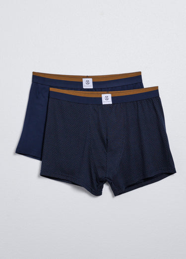 Boxers chic uni et micro motif, foncé Bleu