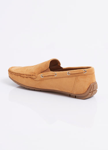 Mocassins suédine, côtés élastiqués Camel
