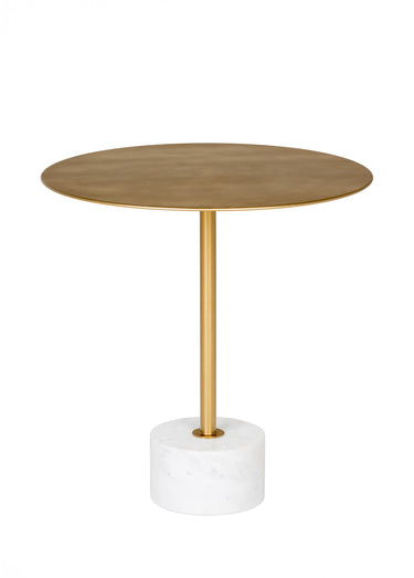 Table d'appoint basse, laiton et marbre Blanc / Laiton