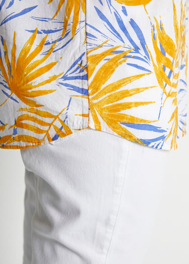 Chemisier boutonné long coton imprimé Imprime Jaune