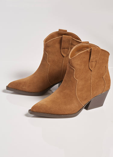 Boots western en suédine, style santiags Camel