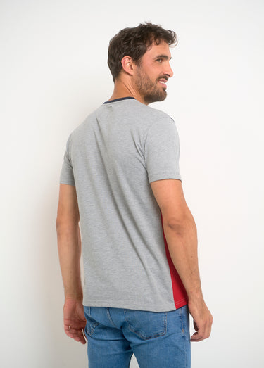 T-shirt tricolore logo poitrine Gris