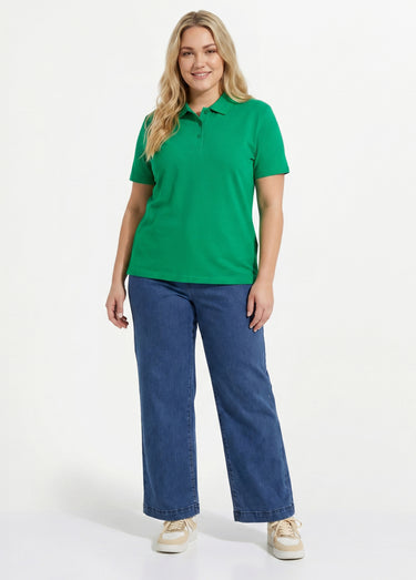T-shirt maille piquée coton col polo Menthe