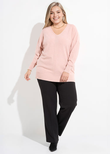 Pull maille fine jauge avec mini sequins Rose Clair