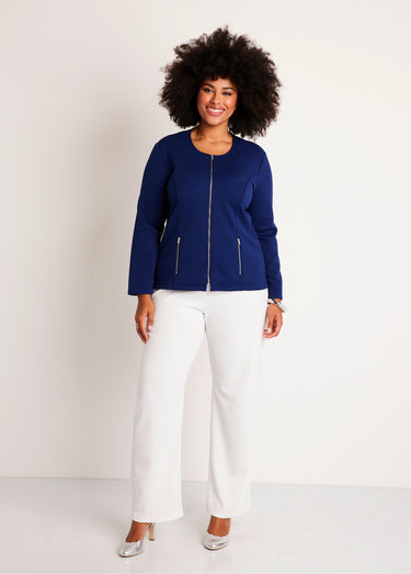 Veste cintrée sans col Marine