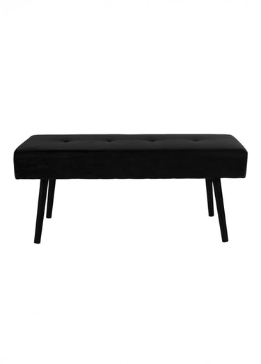 Banc monochrome en velours capitonné Noir