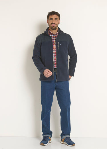 Veste polaire zippée empiècement épaules Marine