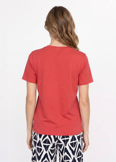 T-shirt pur coton col rond, essentiel Terracota