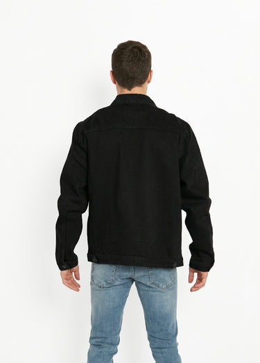Blouson en jean zippé, cœur poitrine Noir