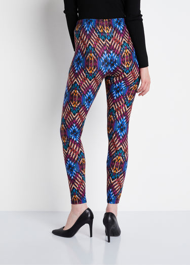 Legging long uni ou imprimé Bleu/Cassis