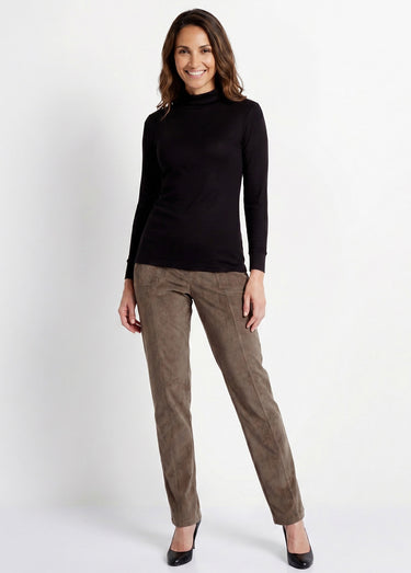 Pantalon droit taille élastiquée velours milleraies Taupe