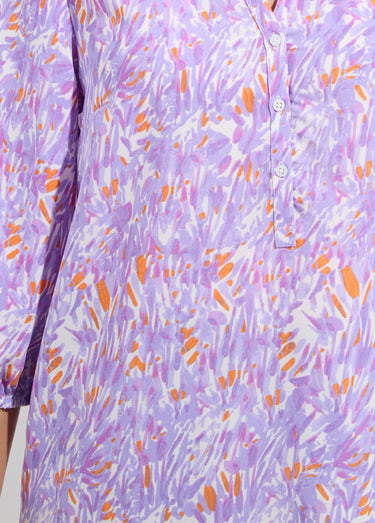 Tunique ample longue imprimée manches 3/4 Imprime Violet