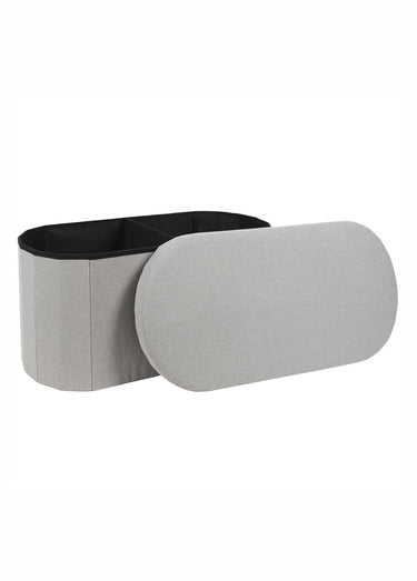 Banc coffre pliable ovale en tissu Gris