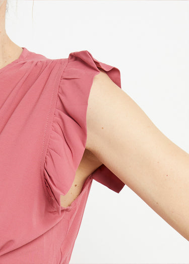 Robe longue sans manches taille plissée Vieux Rose