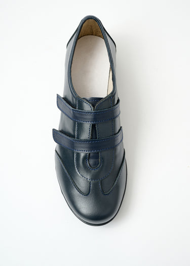 Derbies cuir largeur confort scratchés Marine