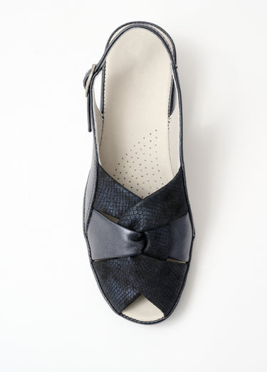 Sandales ouvertes cuir largeur confort Marine
